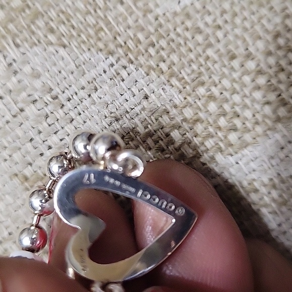 AUTHENTIC NWT GUCCI HEART BEADED STERLING RING - Picture 3 of 6